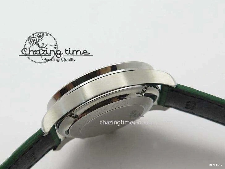 MIROTIME 1228 Versatile Portuguese 40mm Chrono SS Green Dial On Green Leather Strap A 7380